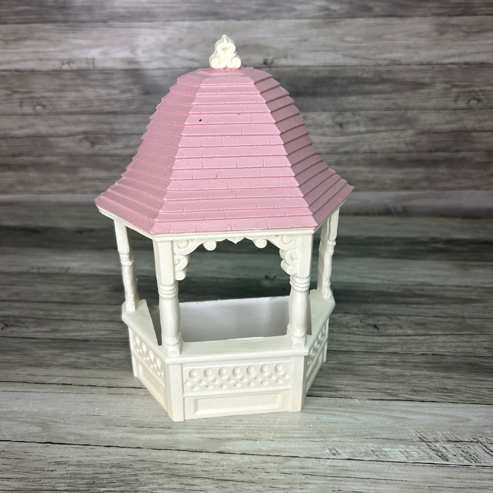 Vintage 80s Burwood Pink Roof Victorian Style Gazebo Gallery Wall Pocket Decor